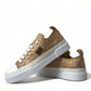 Dolce & Gabbana Gold White Brocade Low Top Sneakers Women Shoes