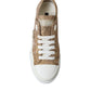 Dolce & Gabbana Gold White Brocade Low Top Sneakers Women Shoes