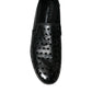 Dolce & Gabbana Black Leather Perforated Loafers Shoes