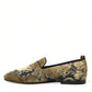 Dolce & Gabbana Gold Velvet Brocade Smoking Slipper Dress Shoes