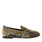 Dolce & Gabbana Gold Velvet Brocade Smoking Slipper Dress Shoes