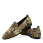 Dolce & Gabbana Gold Velvet Brocade Smoking Slipper Dress Shoes