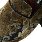 Dolce & Gabbana Gold Velvet Brocade Smoking Slipper Dress Shoes