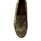Dolce & Gabbana Gold Velvet Brocade Smoking Slipper Dress Shoes