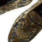 Dolce & Gabbana Gold Velvet Brocade Smoking Slipper Dress Shoes