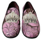 Dolce & Gabbana Pink Printed Crystal Embellished Loafers Dress Shoes