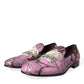 Dolce & Gabbana Pink Printed Crystal Embellished Loafers Dress Shoes