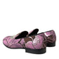 Dolce & Gabbana Pink Printed Crystal Embellished Loafers Dress Shoes