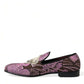Dolce & Gabbana Pink Printed Crystal Embellished Loafers Dress Shoes