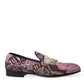 Dolce & Gabbana Pink Printed Crystal Embellished Loafers Dress Shoes