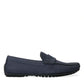 Dolce & Gabbana Blue Calfskin Leather Slip On Moccasin Shoes