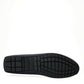 Dolce & Gabbana Blue Calfskin Leather Slip On Moccasin Shoes