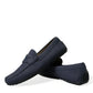 Dolce & Gabbana Blue Calfskin Leather Slip On Moccasin Shoes