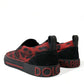 Dolce & Gabbana Red Black Leopard Loafers Men Sneakers Shoes