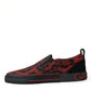 Dolce & Gabbana Red Black Leopard Loafers Men Sneakers Shoes