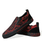 Dolce & Gabbana Red Black Leopard Loafers Men Sneakers Shoes