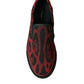 Dolce & Gabbana Red Black Leopard Loafers Men Sneakers Shoes