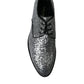 Dolce & Gabbana Silver Sequined Lace Up Men Derby Dress Shoes