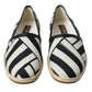 Dolce & Gabbana Beige Black Striped Canvas Espadrilles MONDELLO Shoes