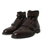 Dolce & Gabbana Brown Leather Straps Ankle Boots Shoes
