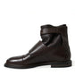 Dolce & Gabbana Brown Leather Straps Ankle Boots Shoes