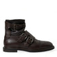 Dolce & Gabbana Brown Leather Straps Ankle Boots Shoes