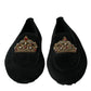 Dolce & Gabbana Black Leather Crystal Crown Loafers Shoes
