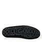 Dolce & Gabbana Black Leather Crystal Crown Loafers Shoes