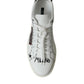 Dolce & Gabbana White Bordeaux Leather Logo Low Top Sneakers Shoes