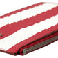 Dolce & Gabbana Red White Leather DG Logo Zip Card Holder Wallet
