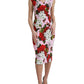 Dolce & Gabbana Pink Viscose Pink Floral V-neck Sheath Midi Dress