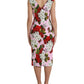 Dolce & Gabbana Pink Viscose Pink Floral V-neck Sheath Midi Dress