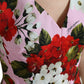 Dolce & Gabbana Pink Viscose Pink Floral V-neck Sheath Midi Dress