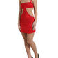 Dolce & Gabbana Red Cutout Nylon Sheath Sleeveless Mini Dress
