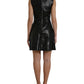 Valentino Shiny Black Nylon Cut Out A-line Mini Dress
