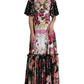 Dolce & Gabbana Multicolor Floral Print Silk Twill Gown Dress