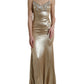 Dolce & Gabbana Metallic Gold Crystal Embellished Gown Dress