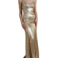 Dolce & Gabbana Metallic Gold Crystal Embellished Gown Dress