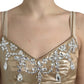 Dolce & Gabbana Metallic Gold Crystal Embellished Gown Dress