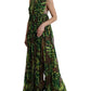 Dolce & Gabbana Green Banana Leaf Sleeveless Long Maxi Dress