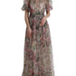 Dolce & Gabbana Multicolor Floral Print A-line Gown Dress