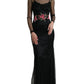 Dolce & Gabbana Black Floral Embroidery Mesh Tulle Gown Dress
