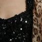 Dolce & Gabbana Brown Leopard Sequined Tiered Long Gown Dress