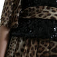 Dolce & Gabbana Brown Leopard Sequined Tiered Long Gown Dress