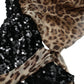 Dolce & Gabbana Brown Leopard Sequined Tiered Long Gown Dress