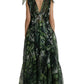 Dolce & Gabbana Green Flocked Leaf Georgette A-line Dress
