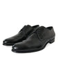Dolce & Gabbana Black Leather Lace Up Men Dress Derby Shoes