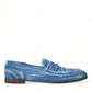 Dolce & Gabbana Blue Raffia Slip On Loafers Casual Shoes