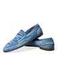 Dolce & Gabbana Blue Raffia Slip On Loafers Casual Shoes