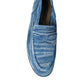Dolce & Gabbana Blue Raffia Slip On Loafers Casual Shoes